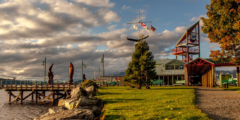 A shot of Harbour Quay in Port Alberni in the golden evening light.