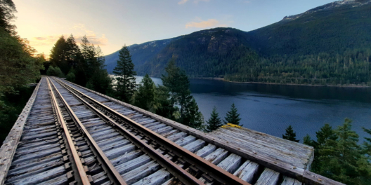 Mile 14.6 trestle at dawn.