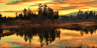 The Campbell River estuary during at sunset.