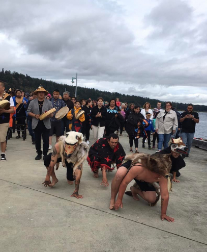 Folks at the Wolf Ceremony in Port Alberni.