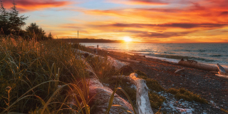 Cluxewe Beach in the sunset.