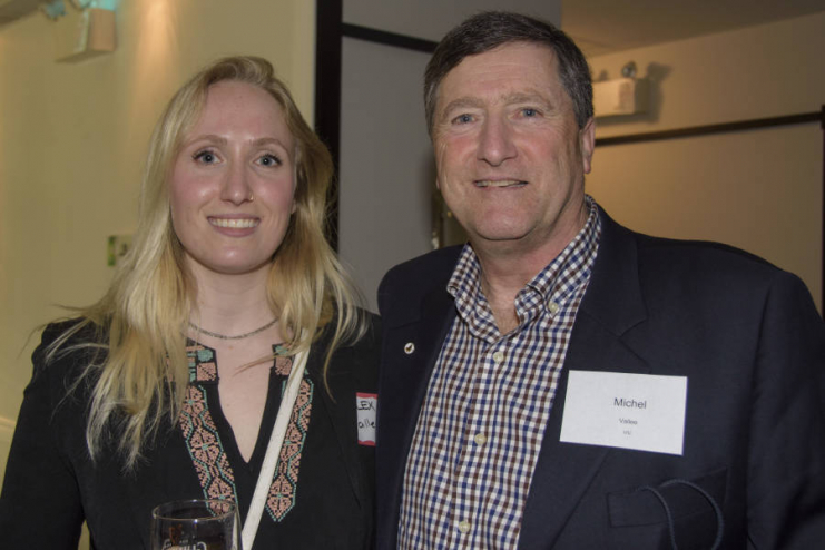 Alexandra Vallée stands with her father Michel.