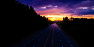 A moody sunset over Highway 1 from a Comox overpass.