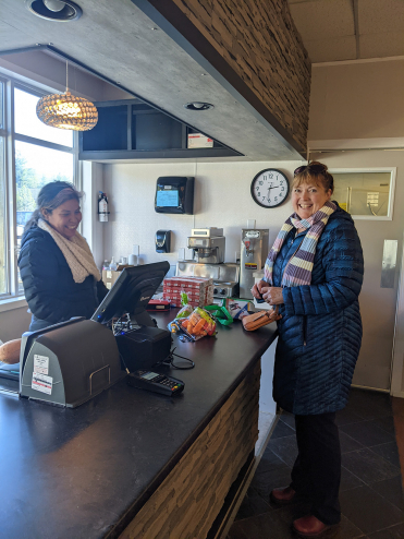 Cherie John, Assistant Manager and Lorrie Dyer, Co-op member at the Gold River Co-op.